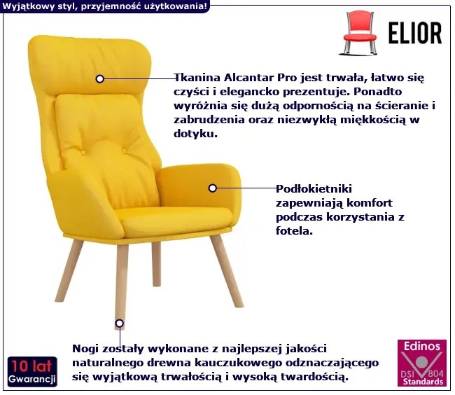 Musztardowy fotel do relaksu - Iringa