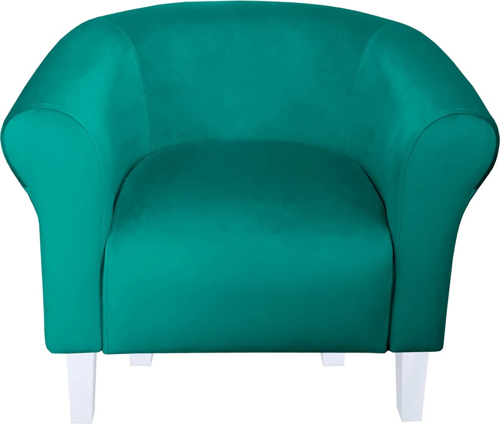 Fotel Milo tkanina Welur wygodny fotel tapicerowany do salonu i sypialni : Kolor nogi - Biała, Kolor tkaniny - VELVET - MG20, Wysokość nogi - 15 cm