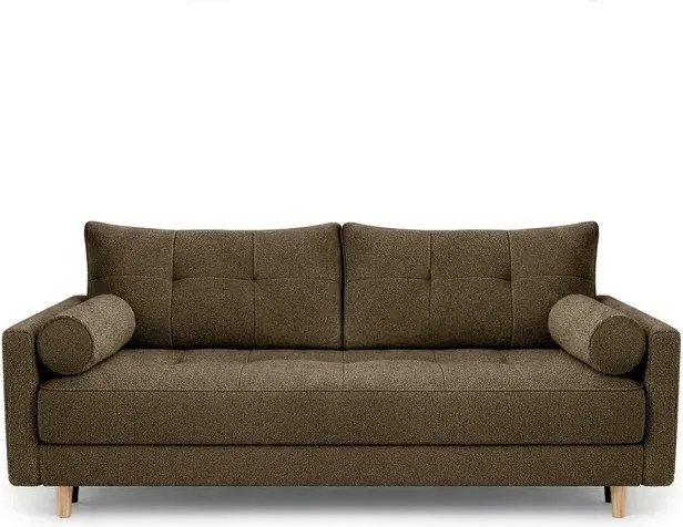 Sofa z Funkcją Spania LONAR Brązowa Boucle Japandi