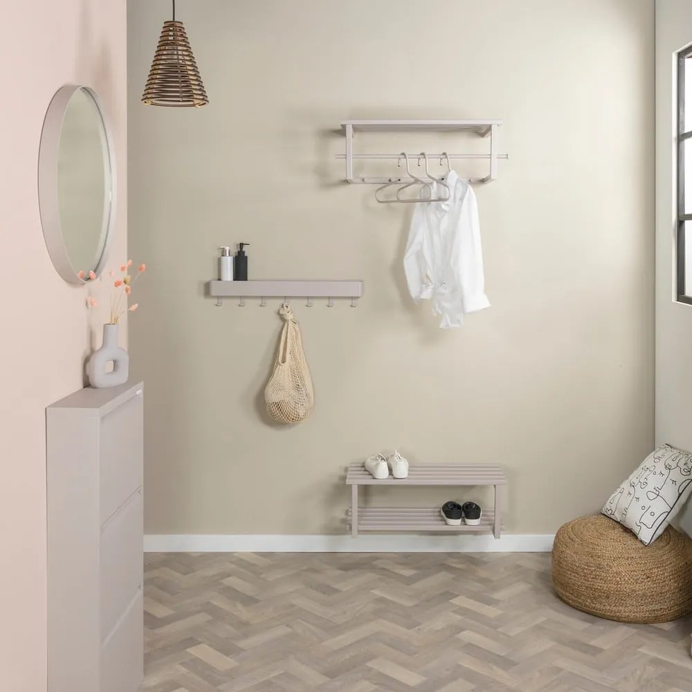 Szarobrązowy metalowy wieszak ścienny z półką 76 cm Marco – Spinder Design