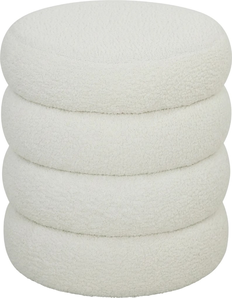 HOMCOM Puf, okrągły, Teddyfleece, do 120kg, Φ40x45H cm, biały | Aosom PL