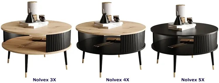 Okrągły nowoczesny stolik kawowy dąb artisan - Furios 3X