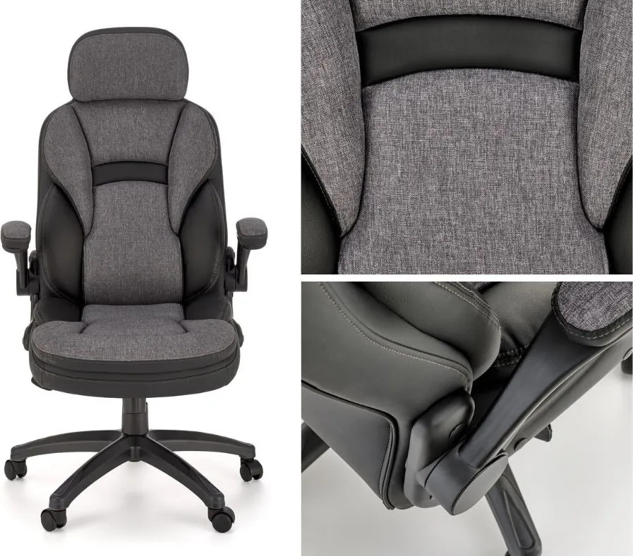 Szaro-czarny fotel gabinetowy Valerio Halmar