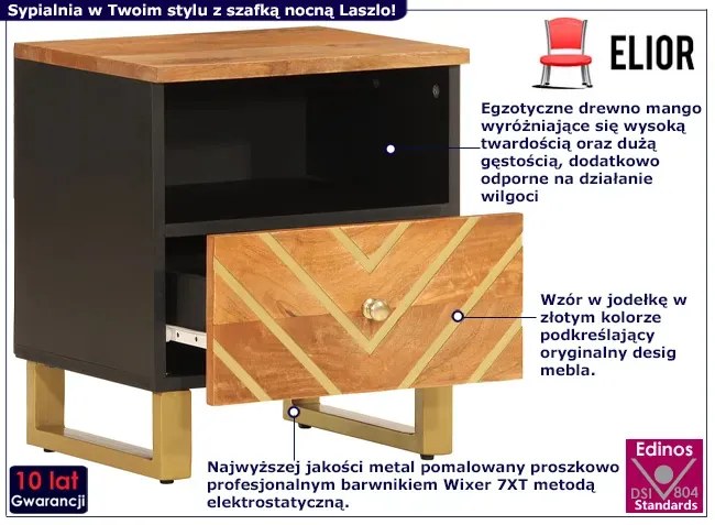 Szafka nocna na złotych nóżkach - Mercury