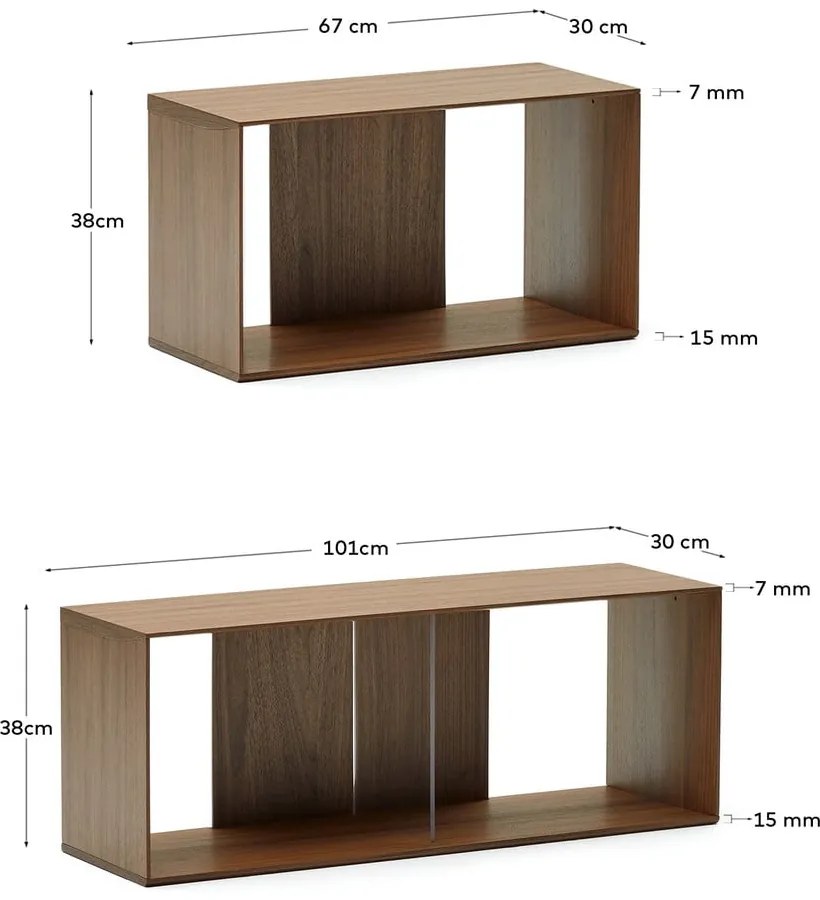 Brązowy modułowy system półek w dekorze orzecha 4 szt. 168x76 cm Litto – Kave Home