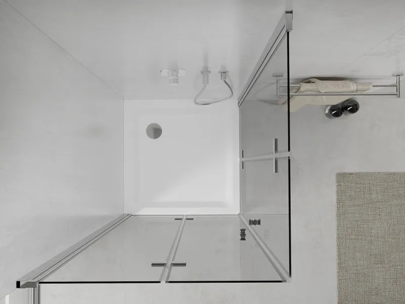 Mexen Lima Duo kabina prysznicowa składana 90 x 90 cm, transparent, chrom + brodzik Flat - 856-090-090-01-02-4010