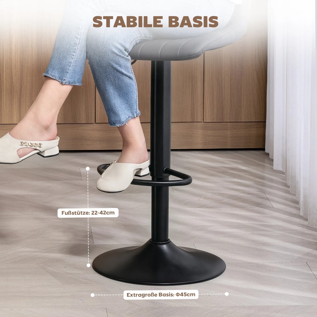 HOMCOM Zestaw 2 hokerów w stylu retro, z podnóżkiem, regulowane, 43 cm x49,5 cm x 111 cm