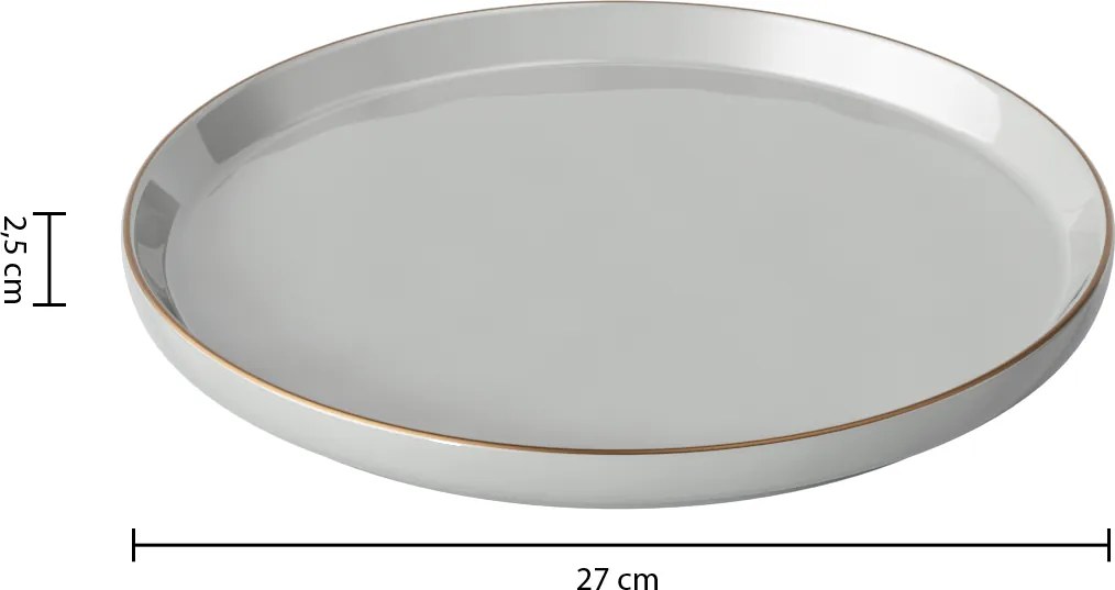 Talerze obiadowe porcelanowe SUBLIMA, złota obwódka, 6 sztuk x Ø 27 cm