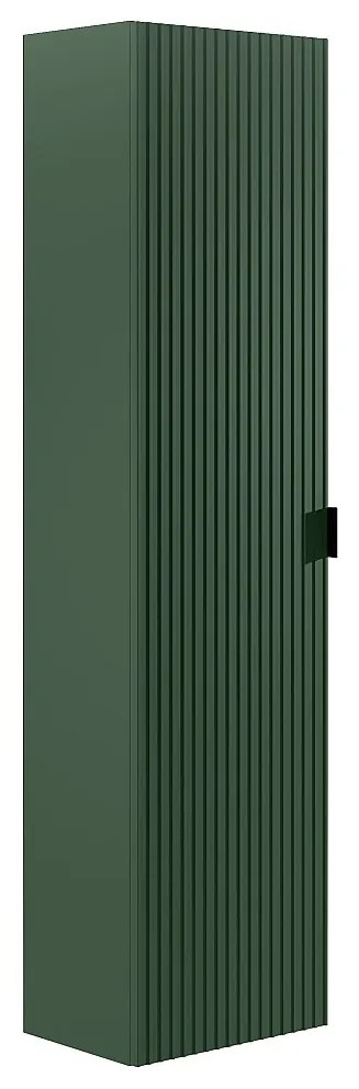 Wisząca prążkowana szafka łazienkowa - Matowa zieleń - wys. 140 cm - ZEVINI