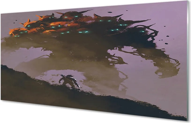 Panel szklany do Kuchni Mroczna Postać o Wielu Głowach