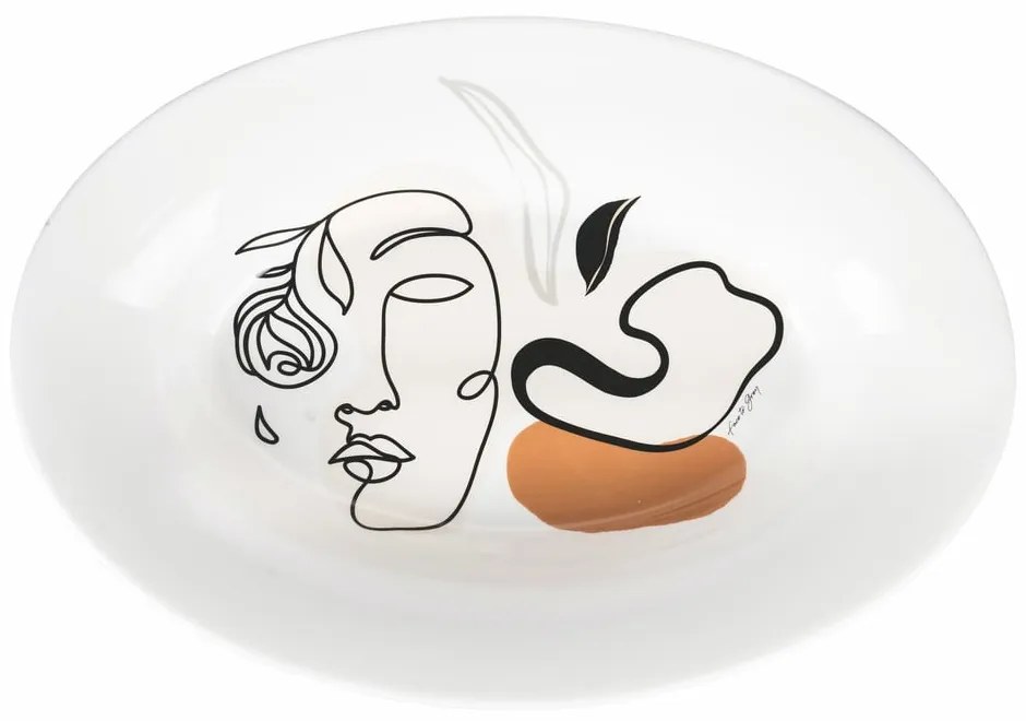 Ceramiczny talerz do serwowania VDE Tivoli 1996 Face to Grey, 48 x 33 cm