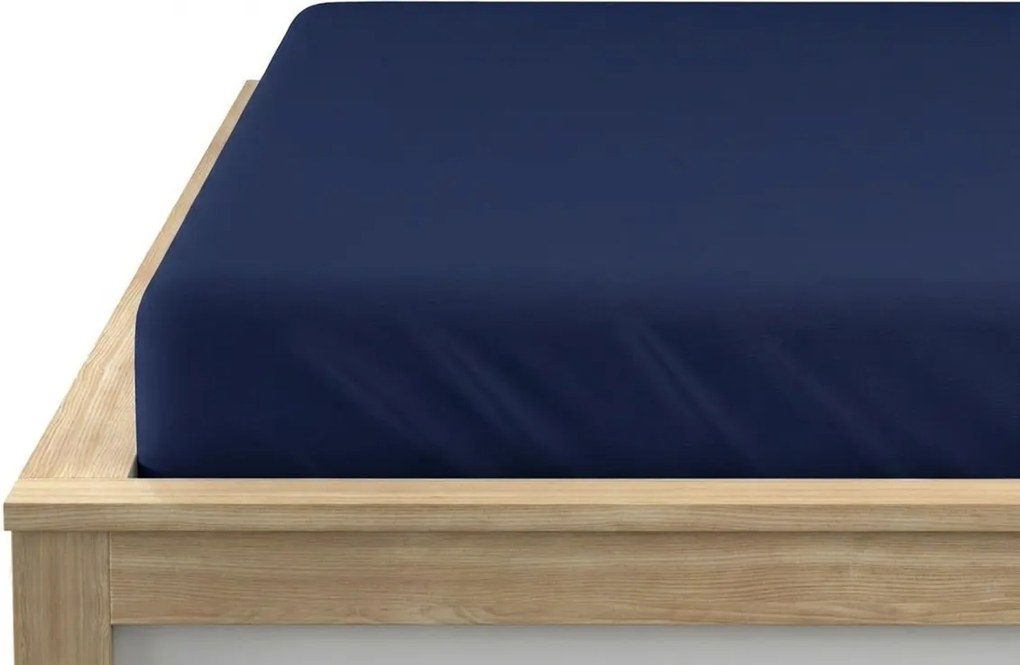 PrzytulneMieszkanie.pl Bawełniane prześcieradło z gumką STANDARD 90 x 200 cm granatowe