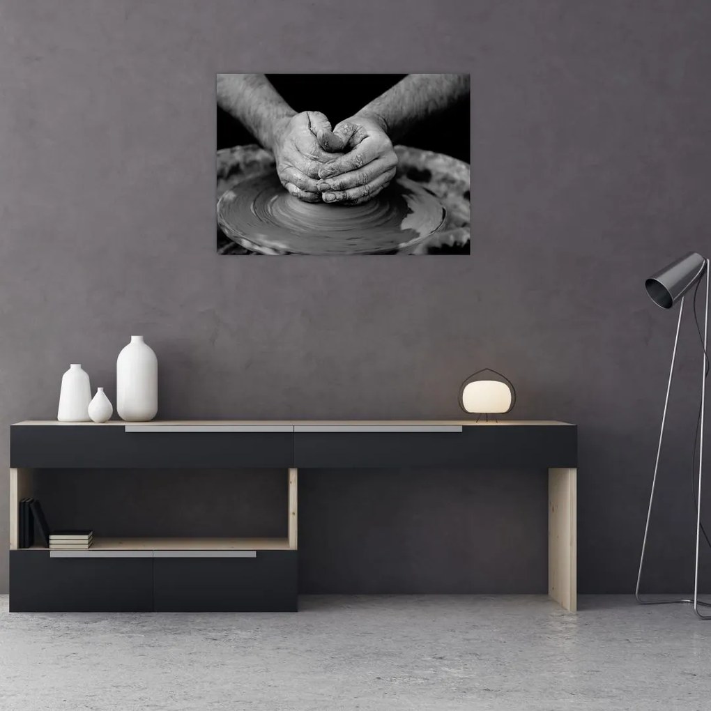 Obraz czarno-biały - garncarstwo (70x50 cm)