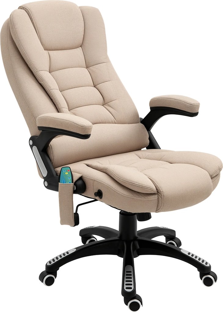 Vinsetto Ergonomiczny fotel biurowy z funkcją masażu i ogrzewania, regulowany, 67 x 74 x 107–116 cm, Brązowy