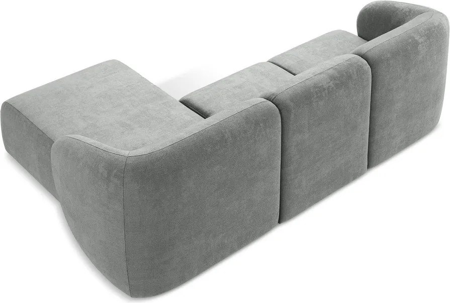 Szary narożnik z tkaniny szenilowej (prawostronny/z szezlongiem) Lani – Makamii