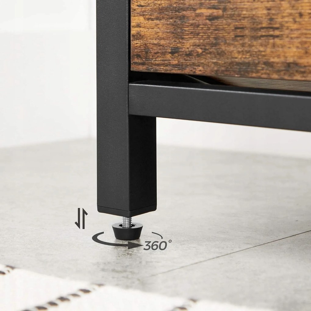 Szafka na buty z ławką TAYLOR 80x30 cm, rustykalny brąz/czarny