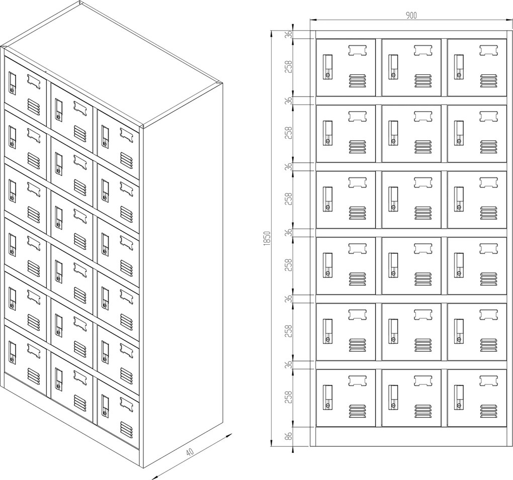Szafa skrytkowa zamykana na klucz Karol 90x40x185 cm szary/niebieski