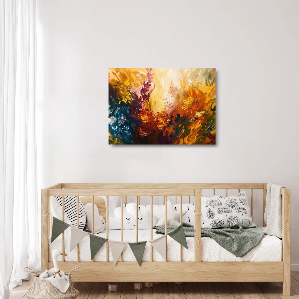 Obraz na szkle - Abstrakcyjny obraz kwiatów (70x50 cm)