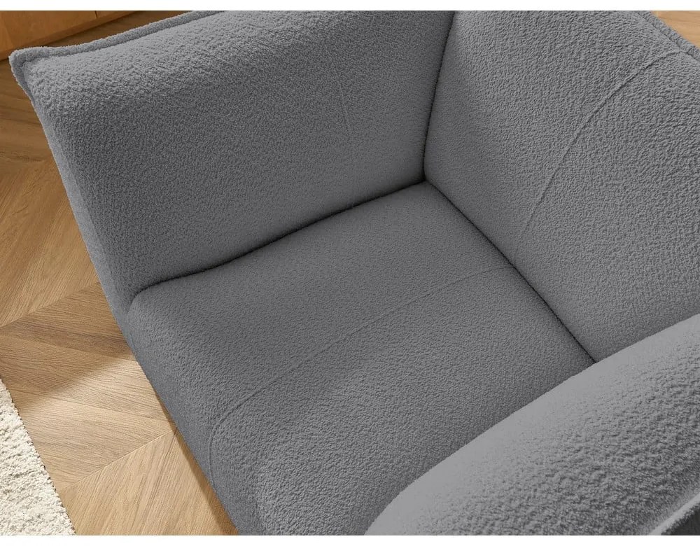 Ciemnoszary fotel z materiału bouclé Giorgia – Bobochic Paris