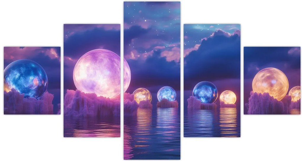Obraz - Planety na wodzie (125x70 cm)