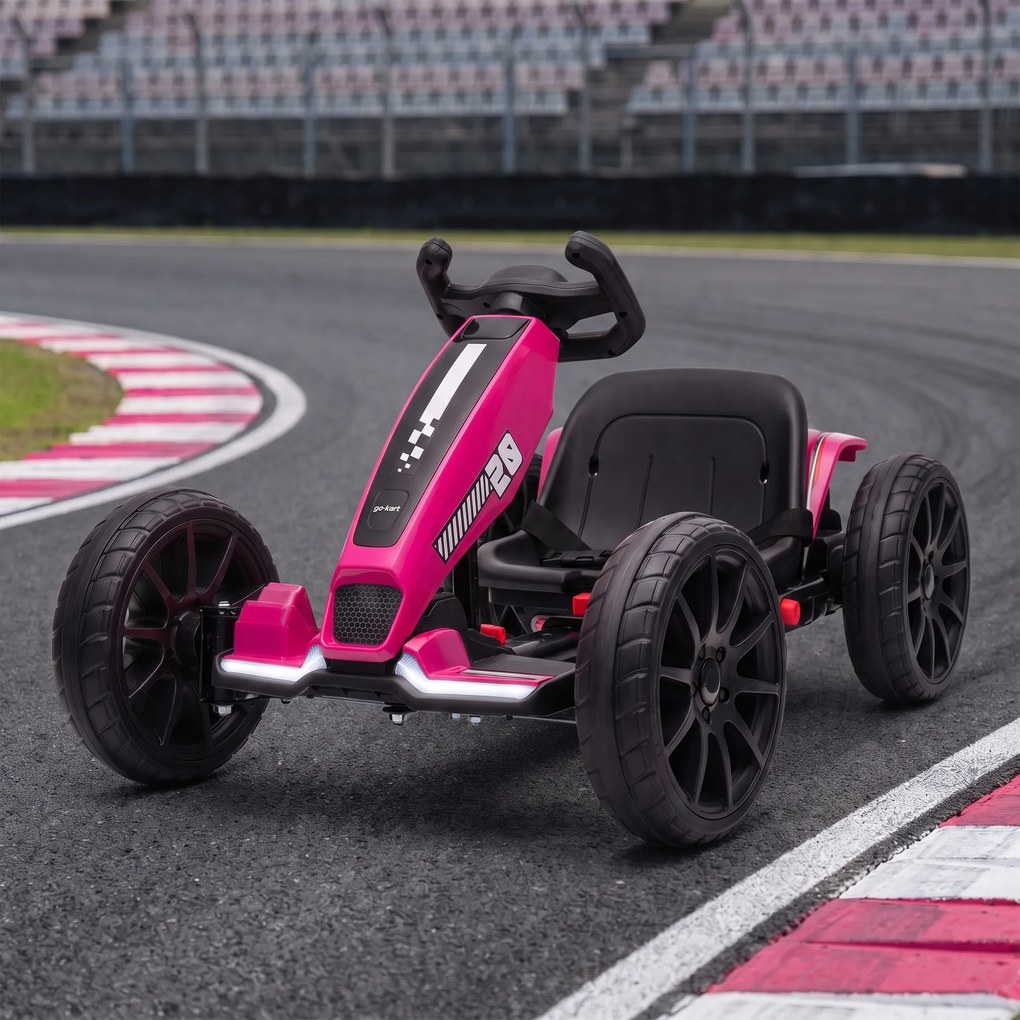 AIYAPLAY Elektryczny Go-Kart dla dzieci 12V z 2 silnikami, 4-fach verstellbarem Sitz, łagodny start, EVA -koła, LED -reflektory | Aosom PL