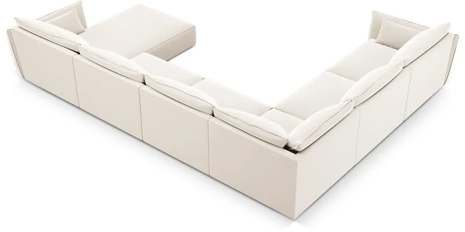Beżowy aksamitny narożnik (lewostronny/w kształcie litery U) Vanda – Mazzini Sofas