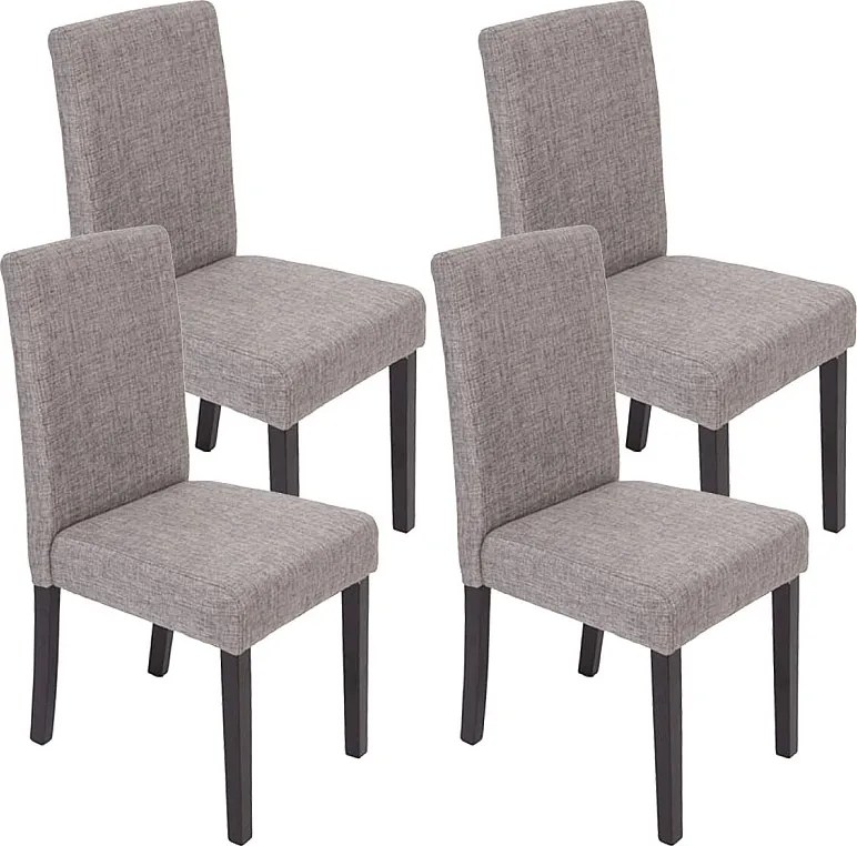 Krzesło do jadalni Littau (zestaw 4 sztuk),  tekstylny, szary, ciemne nogi