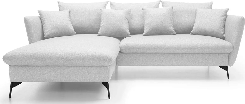 Jasnoszara kanapa narożna rozkładana z pojemnikiem K3-M49