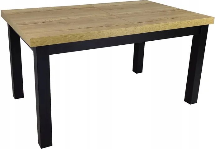 Solidny stół rozkładany R-7 80x150/190 czarny/blat dąb Halifax + nogi drewniane