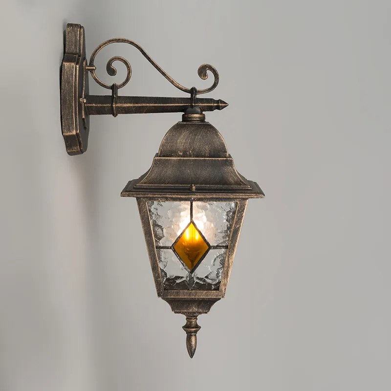 Zewnetrzna Antyczna zewnętrzna lampa ścienna brązowa - Antigua Down Rustykalny / Vintage Oswietlenie zewnetrzne
