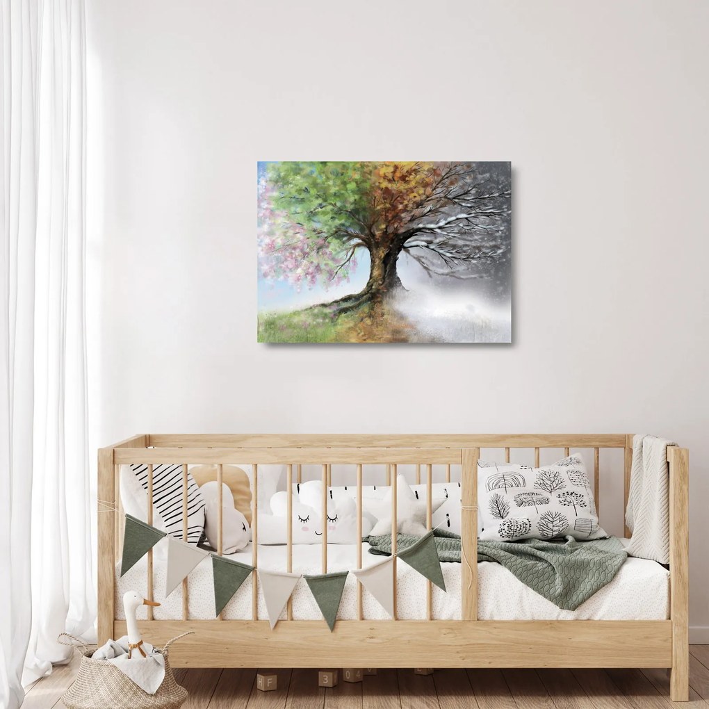 Obraz na szkle - Drzewo czterech pór roku (70x50 cm)