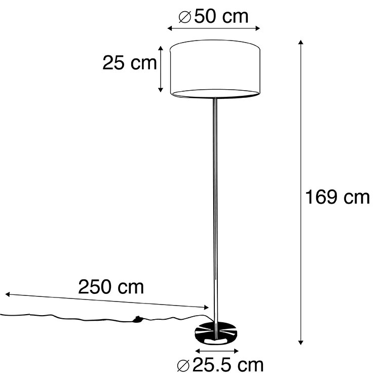 Lampa podłogowa stalowa z różowym kloszem 50 cm - Simplo