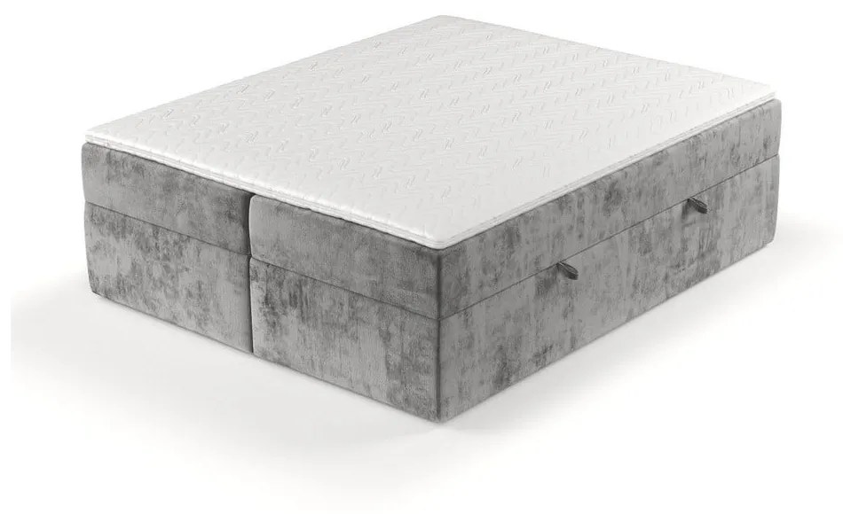 Szare łóżko boxspring ze schowkiem 160x200 cm Yoko – Maison de Rêve