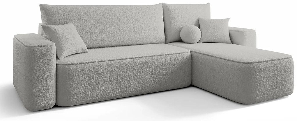 Jasnoszary narożnik tapicerowany tkaniną boucle S0-C28