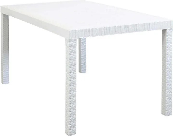 Stolik ogrodowy prostokątny Houston 150 x 90 cm z plecionki plastikowej - Biały