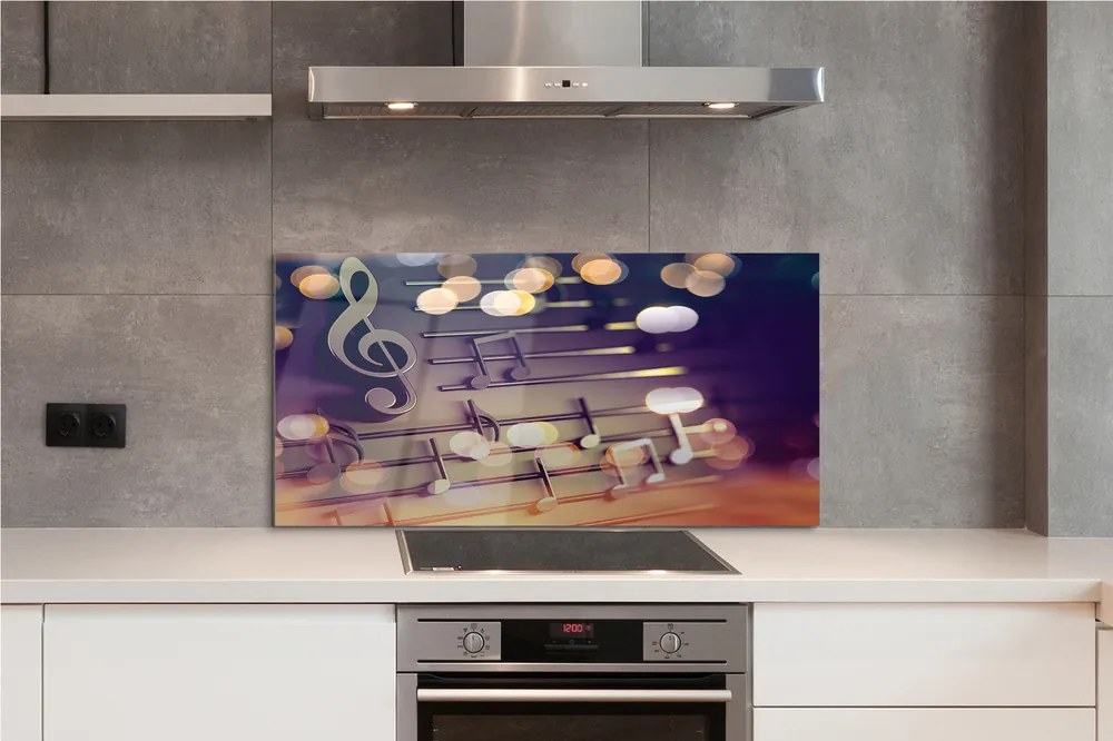 Szklany Panel Klasyczne Czarne Nuty