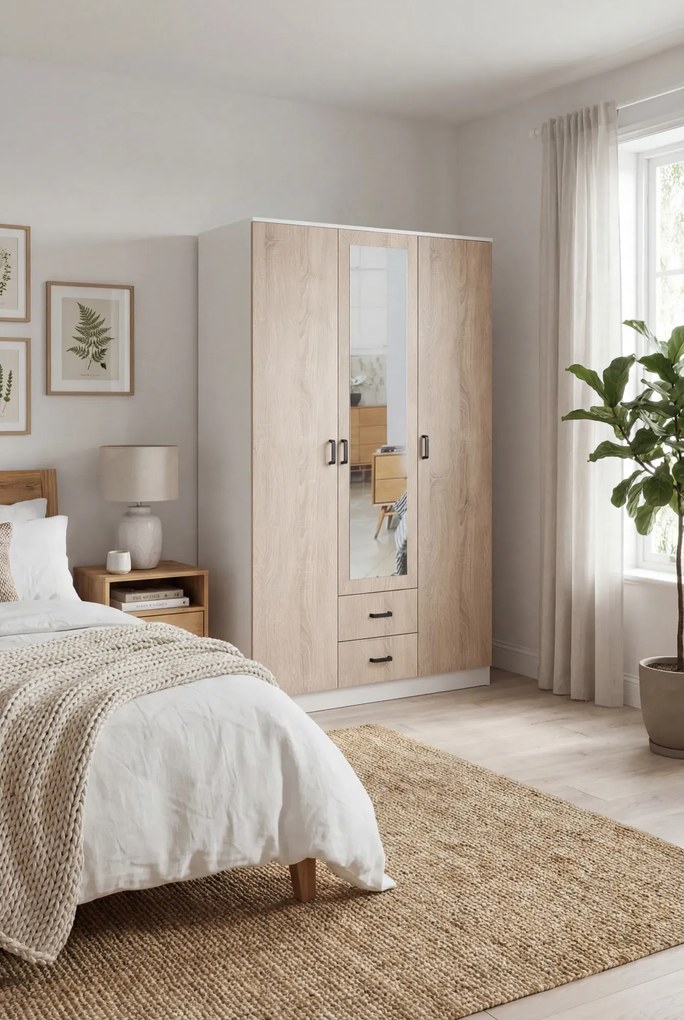 Szafa trzydrzwiowa biały + dąb sonoma N6-M41