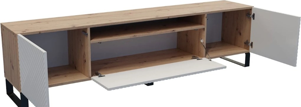 Szafka RTV stojąca CAVA 200 cm do Salonu pod Telewizor - Dąb artisan