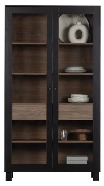 Czarna witryna z litego drewna sosnowego 110x200 cm Goos – WOOOD