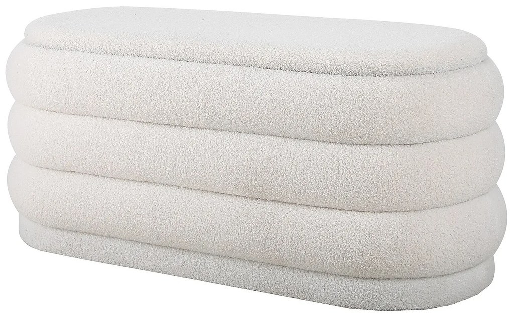 Ławka ze skrzynią – tkanina typu bouclé – Kremowy – ECAMBI