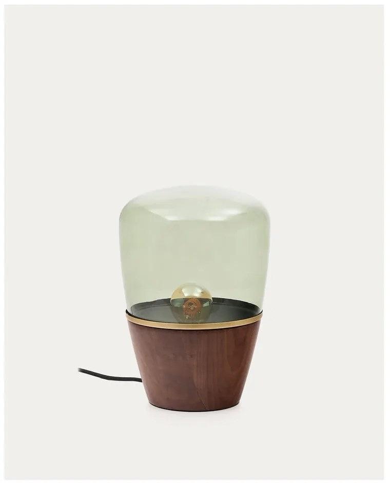 Zielono-naturalne lampa stołowa ze szklanym kloszem (wysokość 30 cm) Silex – Kave Home