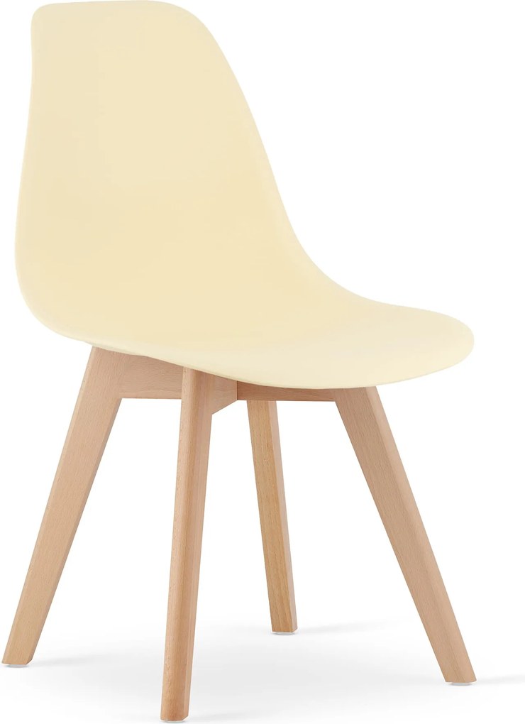 Kremowe krzesło KITO z bukowymi nogami