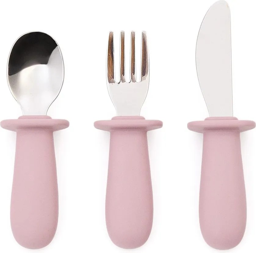Różowe plastikowo-silikonowe sztućce dla dzieci 3 szt. Lili – Kave Home