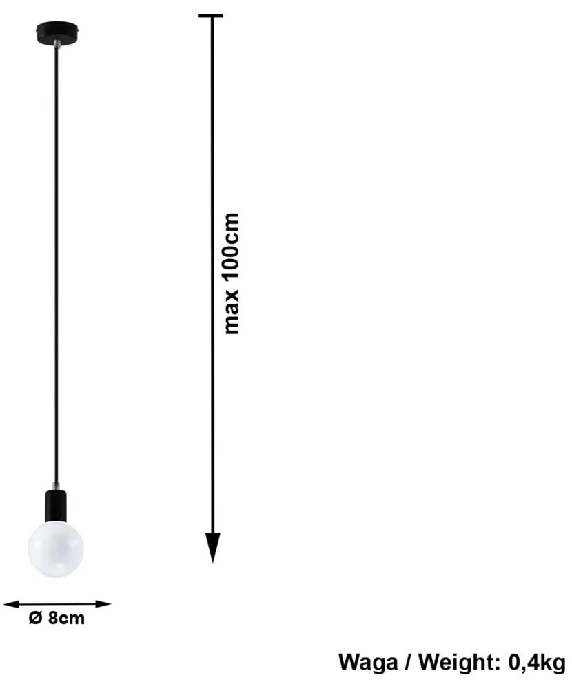 Czarna lampa wisząca Sollux Bombilla