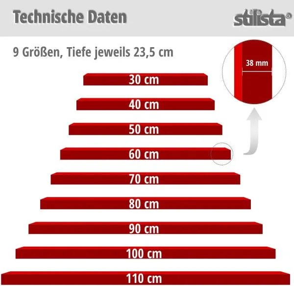 Półka ścienna Stylist Volato, 30 cm, niebieska