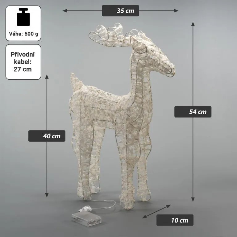 Zestaw błyszczących reniferów, 45 diod LED, z zegarem, na ba