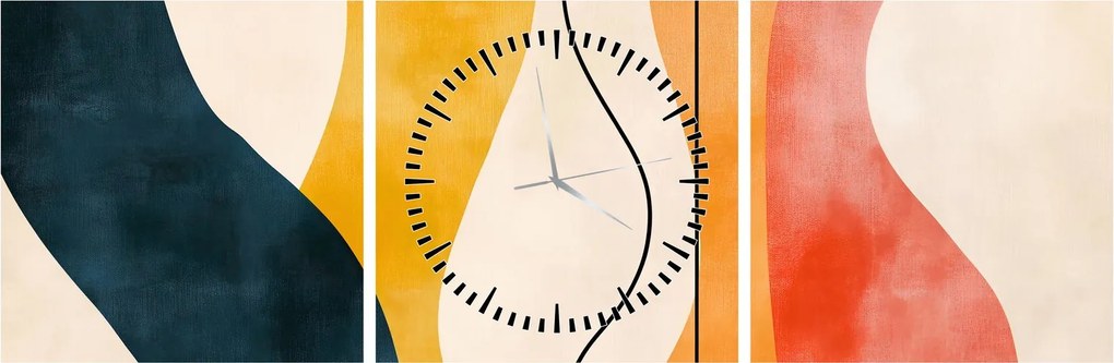 Obraz - Minimalistyczna kolorowa ilustracja II. (z zegarem) (90x30 cm)
