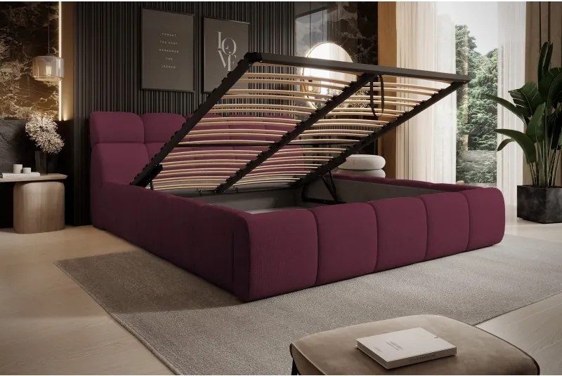 Łóżko GIULIA tapicerowane z pojemnikiem na pościel kolor Kasztanowy WERSAL