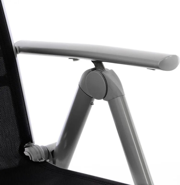 Leżak krzesło ogrodowe składane z wysokim oparciem i podnóżkiem czarne