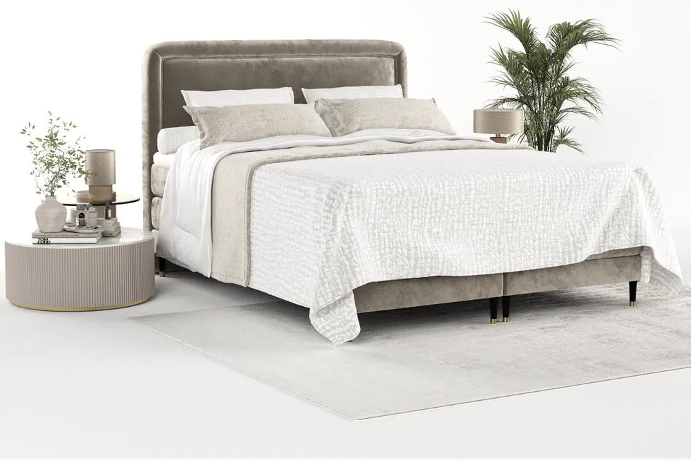 Jasnobrązowe łóżko boxspring 140x200 cm Dove – Maison de Rêve